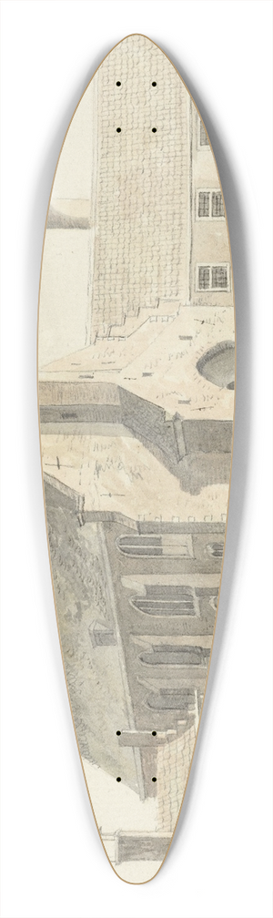 Hendrik Tavenier - Engelse kerk te Leiden 39.3 inch art pintail longboard deck