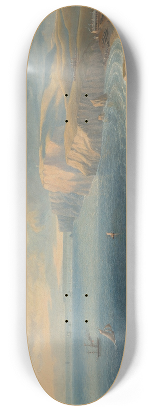 John Wilson Carmichael - Walkers on the cliffs above Freshwater Bay, viewed from the East 8.25 inch art skate deck