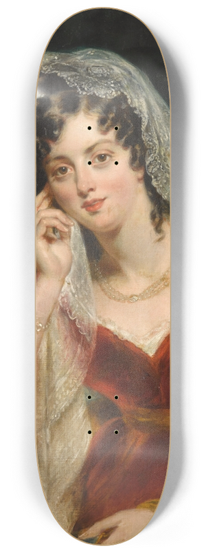 John Wood - Portrait of the artists sister Sarah Wyatt Gray, ne Wood (b. 1812) 8.25 inch art skate deck