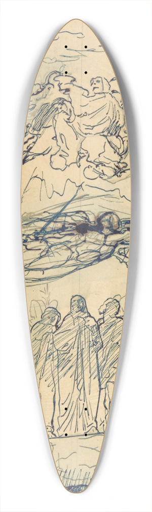 Henri Lehmann - Composition Study with Three Figures Standing on a Rock 39.3 inch art pintail longboard deck