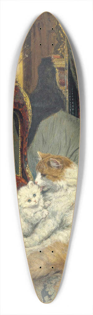 Henritte Ronner-Knip - A Mother Cat and her Kitten with a Bracket Clock 39.3 inch art pintail longboard deck