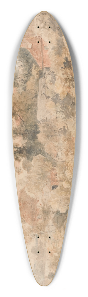 Henry Edridge - Great Bookham, Surrey 39.3 inch art pintail longboard deck