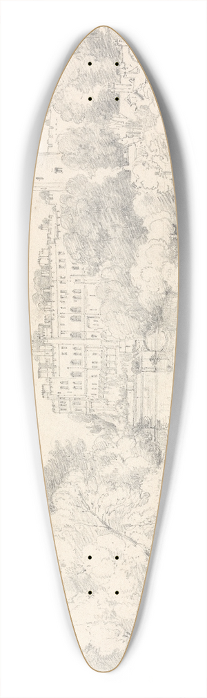 Henry Edridge - Warwick Castle from the New Bridge 39.3 inch art pintail longboard deck