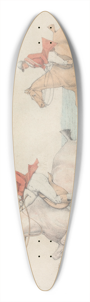 Henry Thomas Alken - Two Riders Taking a Double Fence 39.3 inch art pintail longboard deck