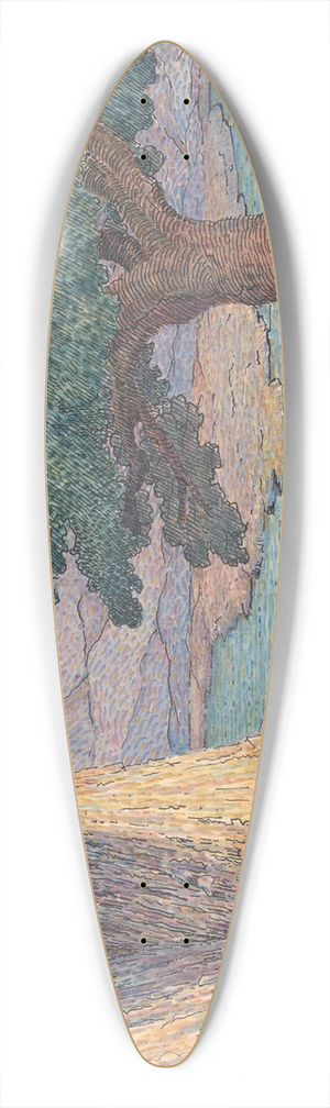 Herbert Crowley - River Landscape with Rapids 39.3 inch art pintail longboard deck
