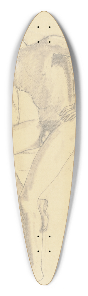 Hermann Lismann - Sitting male nude 39.3 inch art pintail longboard deck