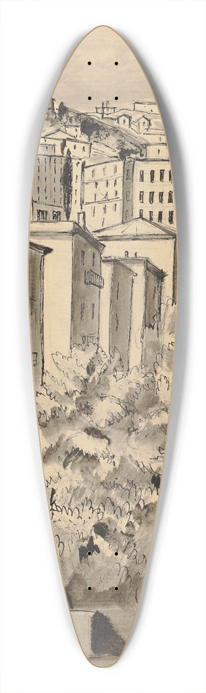 Hermann Lismann - View of Genoa 39.3 inch art pintail longboard deck