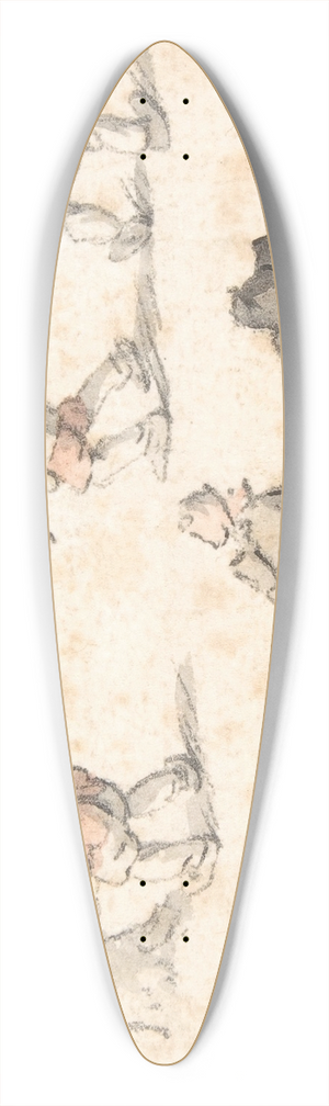 Herman Saftleven - Studies of Peasants 39.3 inch art pintail longboard deck