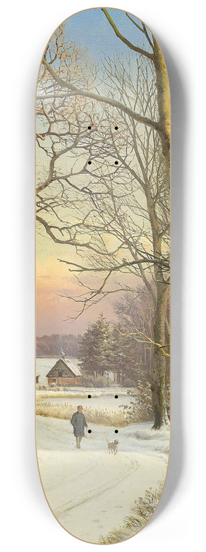 Anders Andersen-Lundby - Vinterdag i skoven, Nordsjlland. En mand lufter hunden 8.25 inch art skate deck