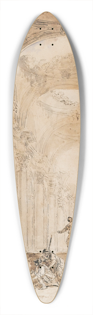 Hubert Robert - Architectural Composition With Ruins 39.3 inch art pintail longboard deck