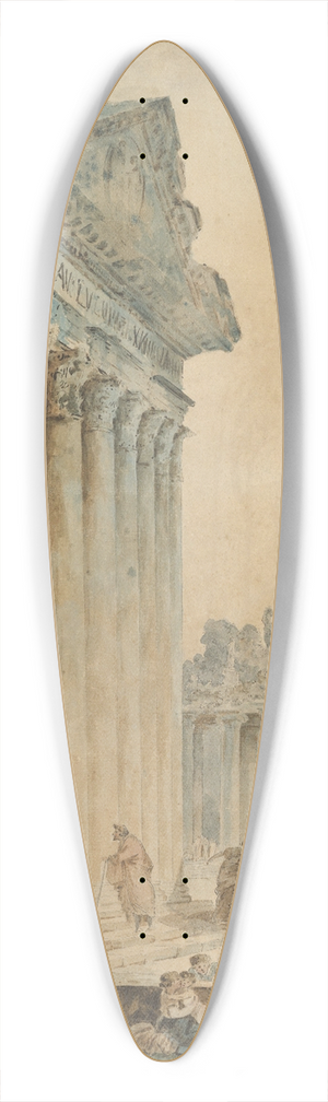 Hubert Robert - Capriccio with an Ancient Temple 39.3 inch art pintail longboard deck