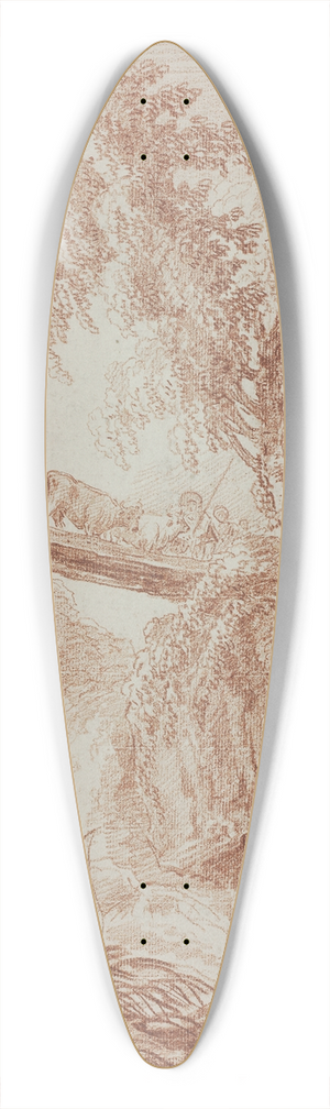 Hubert Robert - Herdsmen Crossing a Waterfall 39.3 inch art pintail longboard deck
