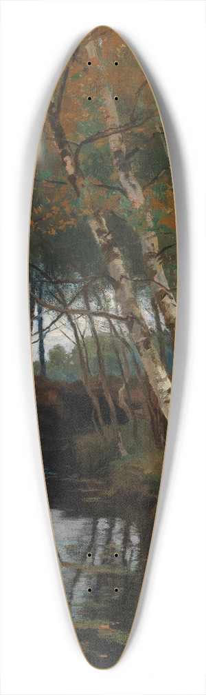 Hugo Darnaut - A Landscape with Stream and Birches 39.3 inch art pintail longboard deck