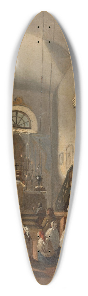 Ignacy Gierdziejewski - Church interior with staffage 39.3 inch art pintail longboard deck