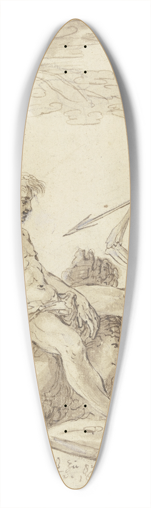 Isaak Major - Ein Jngling unter einem Baum sitzend wird vom Tod mit einem Pfeil bedroht, links am Boden liegen Dreschflegel, Hammer und Ambo 39.3 inch art pintail longboard deck