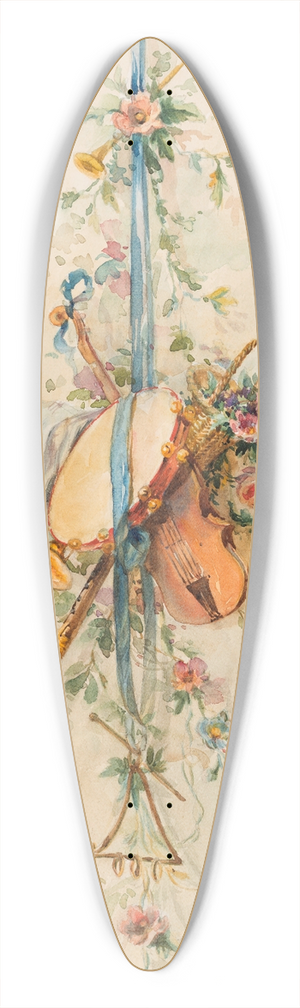 Izabel M. Coles - Trophy composed of musical instruments 39.3 inch art pintail longboard deck