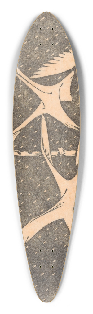 Jac Jongert - Drie vogels vliegend in de regen 39.3 inch art pintail longboard deck