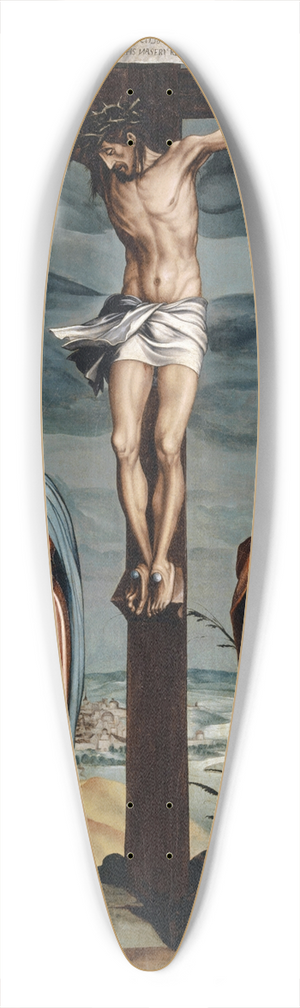 Jacob Clauser Workshop - Christ on the Cross between the Virgin and Saint John 39.3 inch art pintail longboard deck