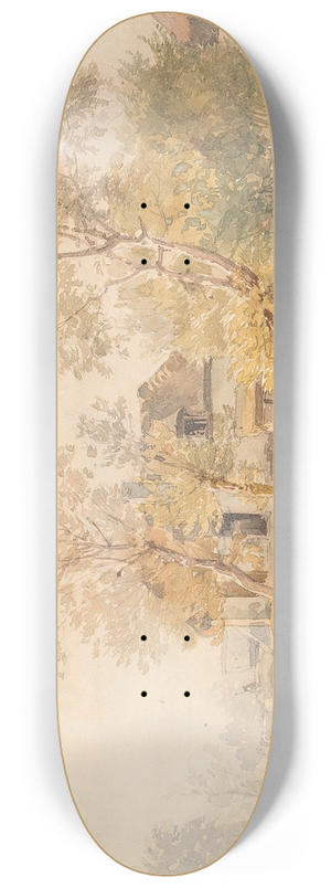 Josef Hger - A group of trees near a farmhouse 8.25 inch art skate deck