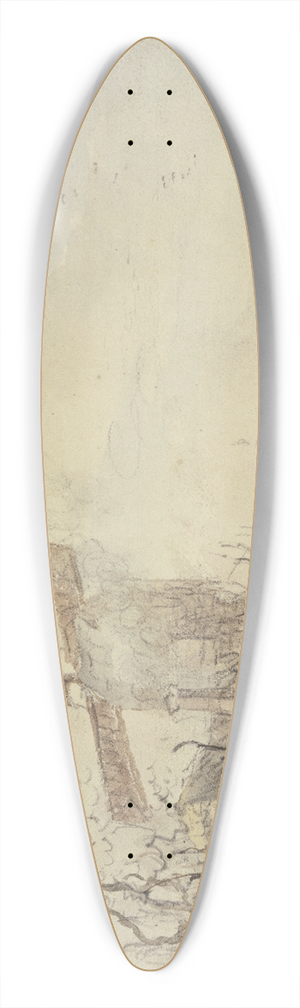 Jacob van Strij - Riverbank with windmill 39.3 inch art pintail longboard deck