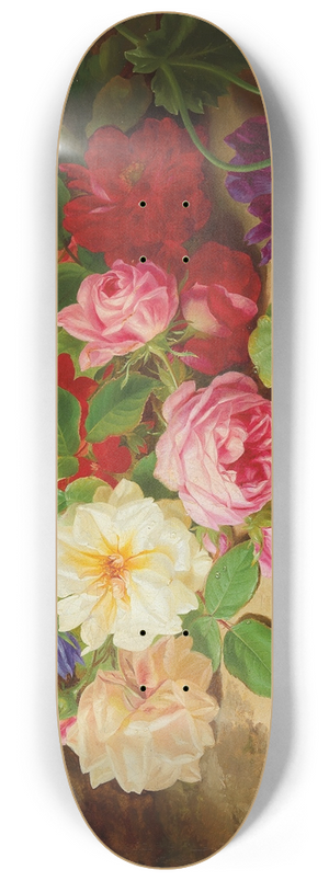 Josef Lauer - A Forest Floor with Roses and a Butterfly 8.25 inch art skate deck