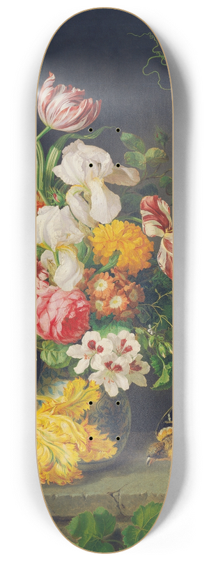 Josef Lauer - Still life with flowers, sparrow and vine branch 8.25 inch art skate deck