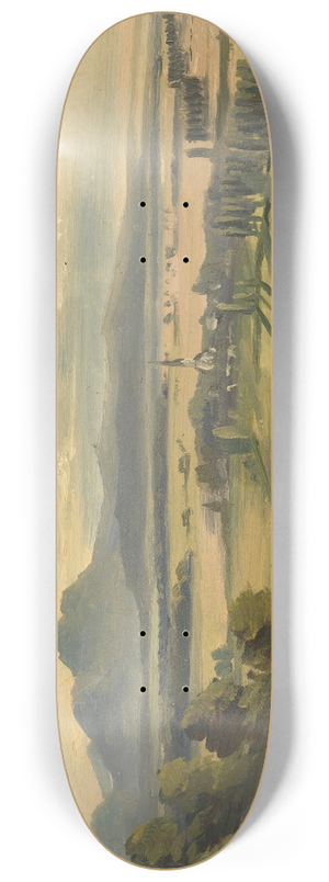 Josef Mayburger - Blick von Salzburg gegen Bayern mit dem Dorf Liefering und dem Hochstaufen 8.25 inch art skate deck