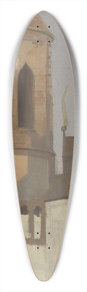 Jakob Becker - Chorflankenturm einer romanischen Kirche 39.3 inch art pintail longboard deck