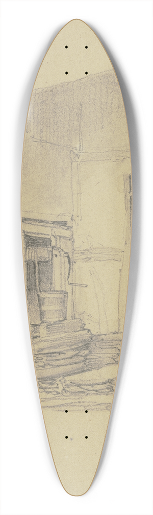 Jakob Becker - Courtyard with fountain 39.3 inch art pintail longboard deck
