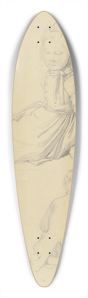 Jakob Becker - Studienblatt; Sitzendes kleines Mdchen, darunter zwei Mnner im Gesprch 39.3 inch art pintail longboard deck