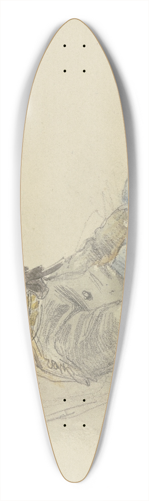 Jakob Frchtegott Dielmann - Mdchen mit niedergeschlagenem Blick auf einem Stuhl sitzend nach rechts 39.3 inch art pintail longboard deck