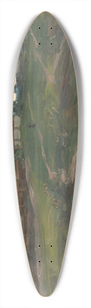 Jakob Koganowsky - Cloudburst over the village 39.3 inch art pintail longboard deck