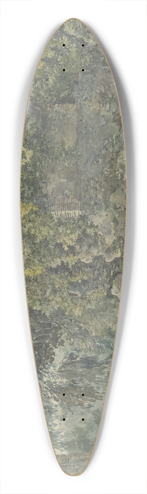 Jakob Philipp Hackert - Baumlandschaft mit verfallenem Gemuer an einem Bach 39.3 inch art pintail longboard deck