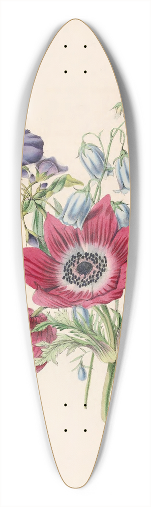 James Ackerman - Anemone,Harebell,Spiderwort 39.3 inch art pintail longboard deck