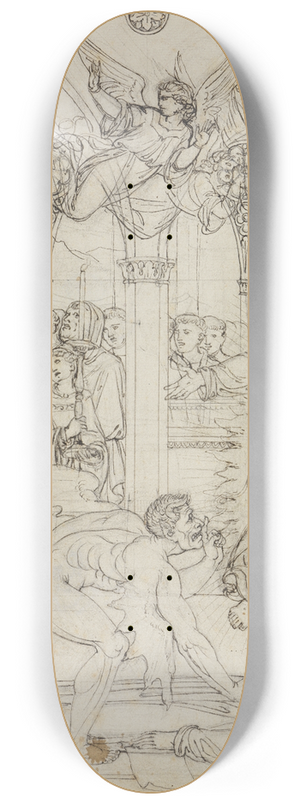 Joseph Anton Koch - Streit des Hl. Franziskus mit dem Satan um die Seele des Mnches Guido da Montefeltro (Dante Inferno, Canto 27, V 112) 8.25 inch art skate deck