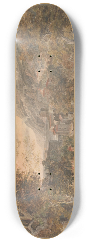 Joseph Anton Koch - View of Vietri with Young Country Women Dancing for Shepherds in the Foreground 8.25 inch art skate deck