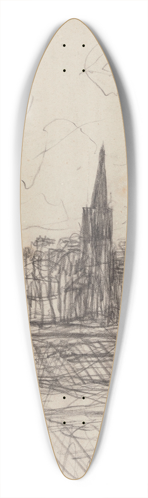 James Ensor - Village Church Surrounded by Trees 39.3 inch art pintail longboard deck