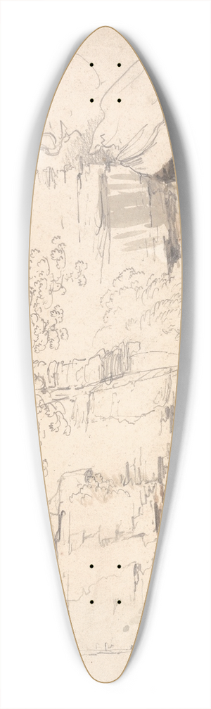 James Ward - A Rocky Hillside with Trees and Figures 39.3 inch art pintail longboard deck