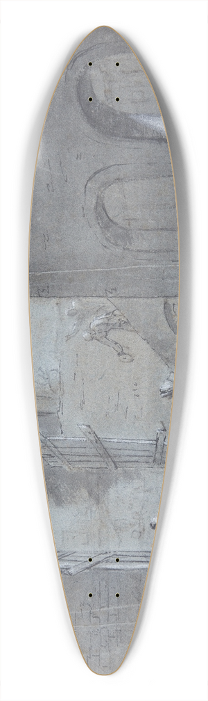 Jan Asselijn - Byscene med en ben port, figurer og dyr 39.3 inch art pintail longboard deck