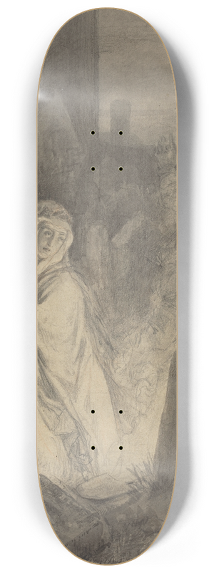 Joseph Fay - A Man Fleeing from a Nun Praying in a Cemetery 8.25 inch art skate deck