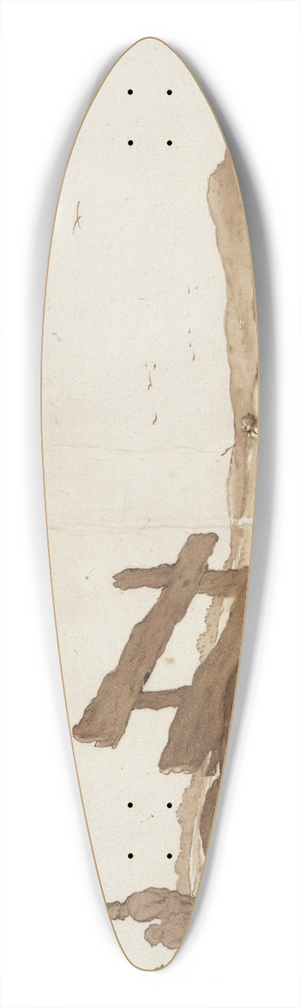 Jan de Bisschop - Hilly Landscape withFigures 39.3 inch art pintail longboard deck