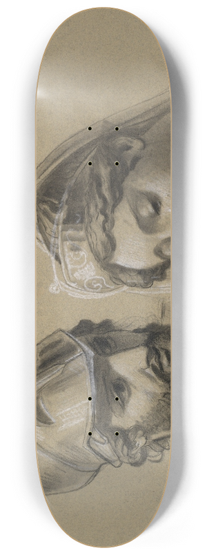 Joseph-Ferdinand Lancrenon - Heads Studies for Castor and Pollux Freeing Helen 8.25 inch art skate deck