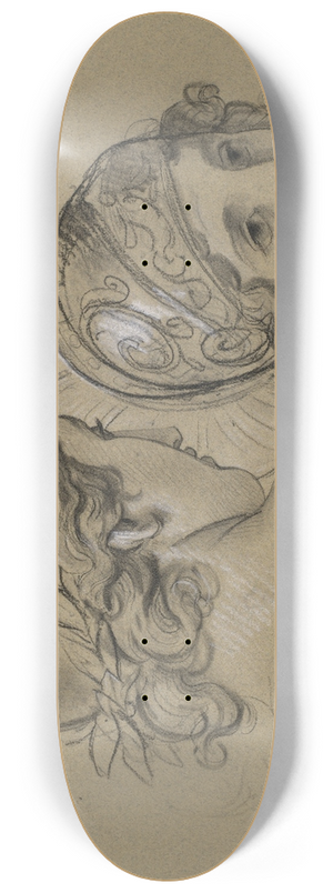 Joseph-Ferdinand Lancrenon - Study of Heads for Study for Castor and Pollux Freeing Helen 8.25 inch art skate deck