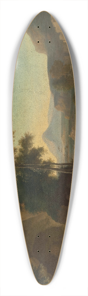 Jan Hackaert - An extensive river landscape with travellers 39.3 inch art pintail longboard deck