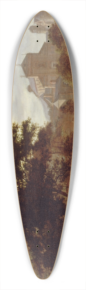 Jan van der Heyden - Two Churches and a Town Wall 39.3 inch art pintail longboard deck
