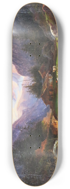 Joseph Heicke - Idylle auf der Alm mit Blick auf den Dachsteingletscher 8.25 inch art skate deck