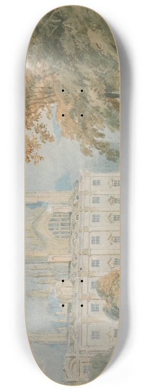 Joseph Mallord William Turner - Clare Hall and Kings College Chapel, Cambridge, from the Banks of the River Cam 8.25 inch art skate deck