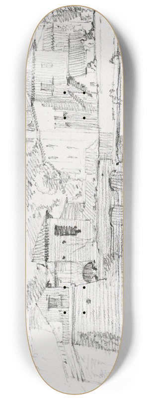 Joseph-Marie Vien - A Fortified Town in Italy 8.25 inch art skate deck