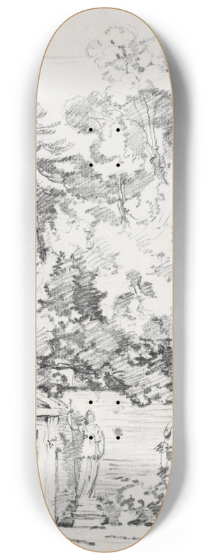Joseph-Marie Vien - Entrance to a Walled Garden 8.25 inch art skate deck