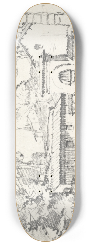 Joseph-Marie Vien - Entrance to the Gardens of the Villa Giulia 8.25 inch art skate deck